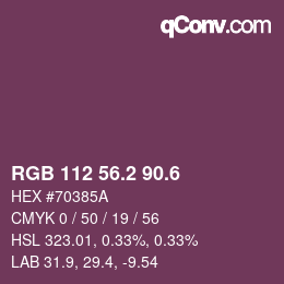 カラーコード: RGB 112 56.2 90.6 | qconv.com