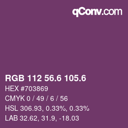 カラーコード: RGB 112 56.6 105.6 | qconv.com