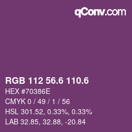 カラーコード: RGB 112 56.6 110.6 | qconv.com