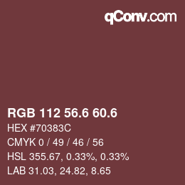カラーコード: RGB 112 56.6 60.6 | qconv.com