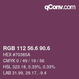 カラーコード: RGB 112 56.6 90.6 | qconv.com