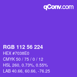 Color code: RGB 112 56 224 | qconv.com