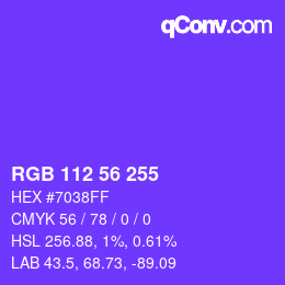 Color code: RGB 112 56 255 | qconv.com