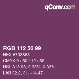 カラーコード: RGB 112 56 99 | qconv.com