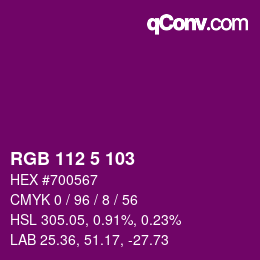 Color code: RGB 112 5 103 | qconv.com