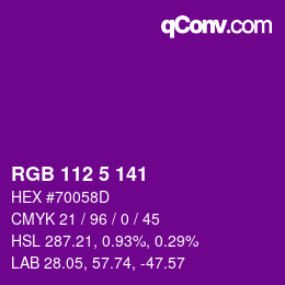カラーコード: RGB 112 5 141 | qconv.com