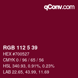 Color code: RGB 112 5 39 | qconv.com
