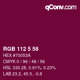 Color code: RGB 112 5 58 | qconv.com