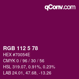 カラーコード: RGB 112 5 78 | qconv.com