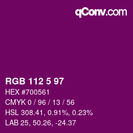 Color code: RGB 112 5 97 | qconv.com