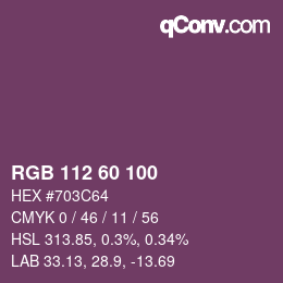 Color code: RGB 112 60 100 | qconv.com