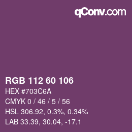 カラーコード: RGB 112 60 106 | qconv.com