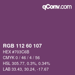 カラーコード: RGB 112 60 107 | qconv.com