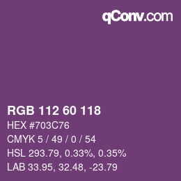 カラーコード: RGB 112 60 118 | qconv.com