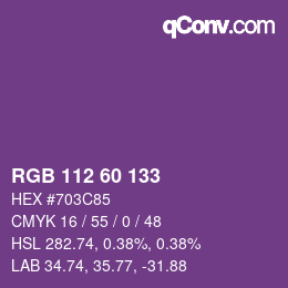 カラーコード: RGB 112 60 133 | qconv.com