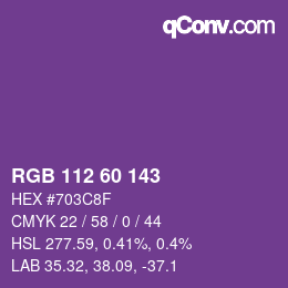 カラーコード: RGB 112 60 143 | qconv.com