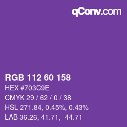 カラーコード: RGB 112 60 158 | qconv.com