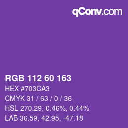 カラーコード: RGB 112 60 163 | qconv.com