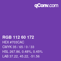 カラーコード: RGB 112 60 172 | qconv.com