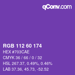 カラーコード: RGB 112 60 174 | qconv.com