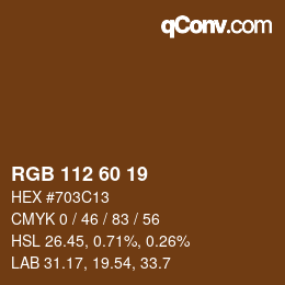カラーコード: RGB 112 60 19 | qconv.com