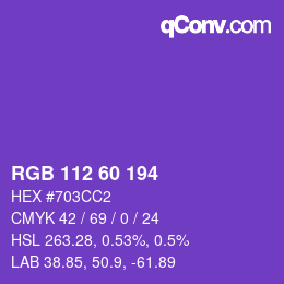 颜色代码: RGB 112 60 194 | qconv.com