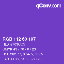 Color code: RGB 112 60 197 | qconv.com