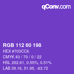 カラーコード: RGB 112 60 198 | qconv.com