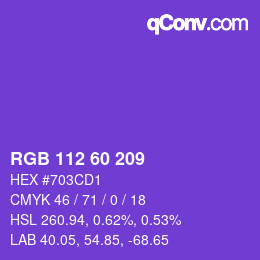 カラーコード: RGB 112 60 209 | qconv.com