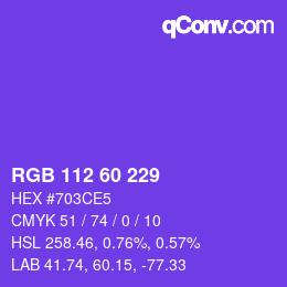 カラーコード: RGB 112 60 229 | qconv.com