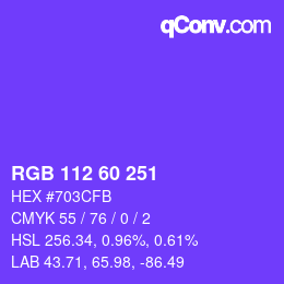 カラーコード: RGB 112 60 251 | qconv.com