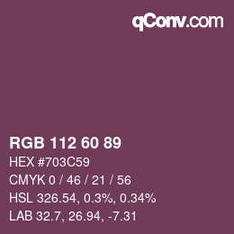 カラーコード: RGB 112 60 89 | qconv.com