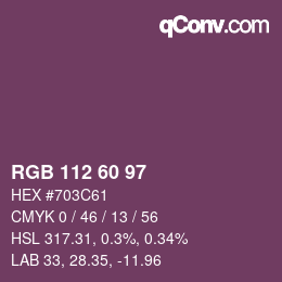 颜色代码: RGB 112 60 97 | qconv.com
