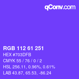 Color code: RGB 112 61 251 | qconv.com