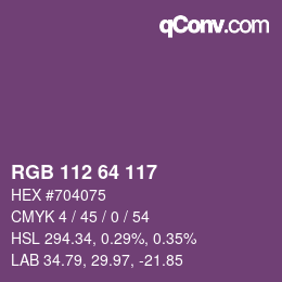 Farbcode: RGB 112 64 117 | qconv.com