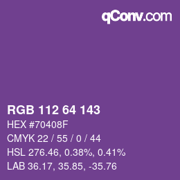 颜色代码: RGB 112 64 143 | qconv.com