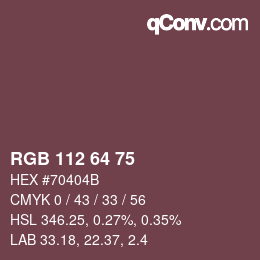Código de color: RGB 112 64 75 | qconv.com