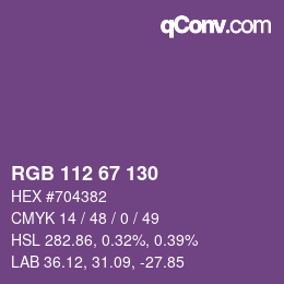 Color code: RGB 112 67 130 | qconv.com