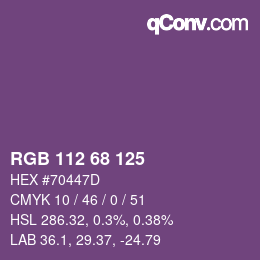 カラーコード: RGB 112 68 125 | qconv.com