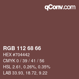 Color code: RGB 112 68 66 | qconv.com