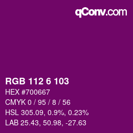 Color code: RGB 112 6 103 | qconv.com