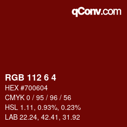 Color code: RGB 112 6 4 | qconv.com