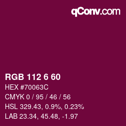 カラーコード: RGB 112 6 60 | qconv.com