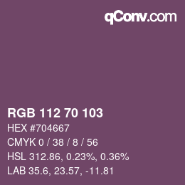 カラーコード: RGB 112 70 103 | qconv.com