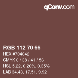 Farbcode: RGB 112 70 66 | qconv.com