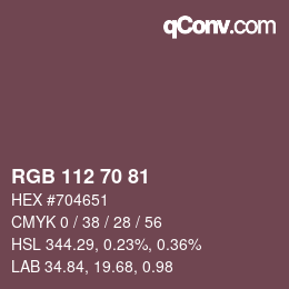 Color code: RGB 112 70 81 | qconv.com