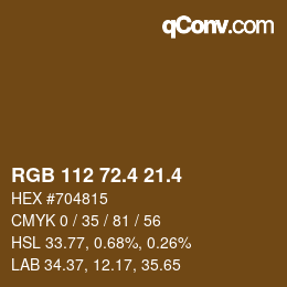 カラーコード: RGB 112 72.4 21.4 | qconv.com