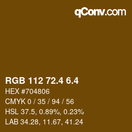 カラーコード: RGB 112 72.4 6.4 | qconv.com