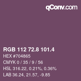 カラーコード: RGB 112 72.8 101.4 | qconv.com