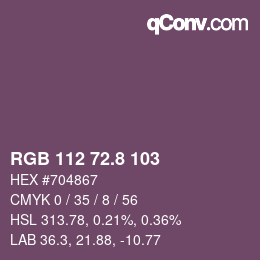 カラーコード: RGB 112 72.8 103 | qconv.com